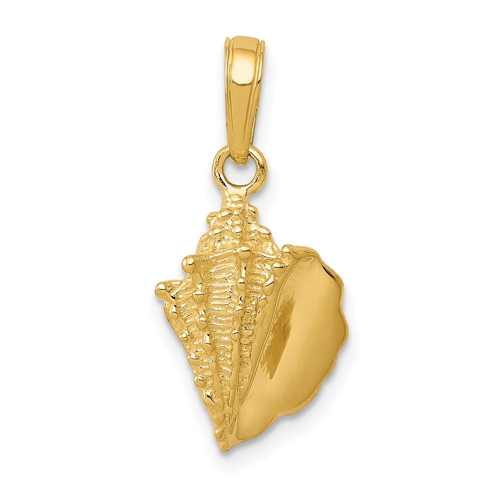 14k Yellow Gold Solid Polished Small MINI Conch Shell Necklace Charm Pendant